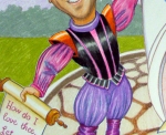 closeup of the groom's outfit in the drawing